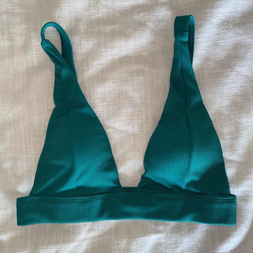 Emerald Green Ribbed Triangle Bikini Top